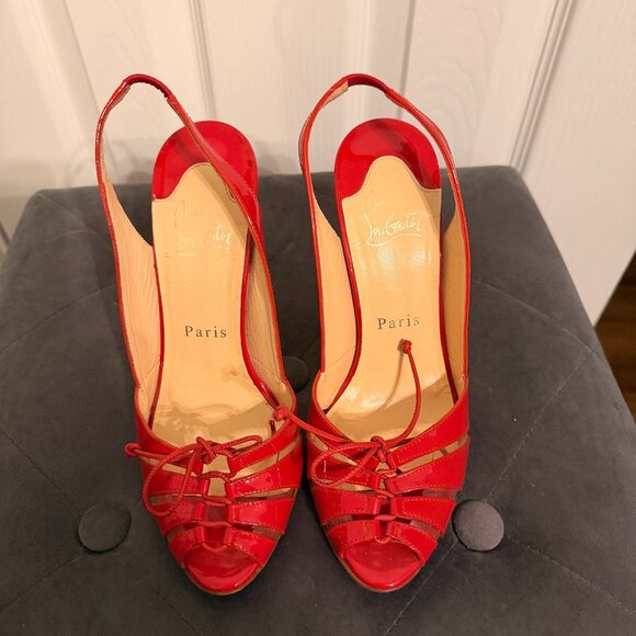 Christian Louboutin Red Patent Leather Corsetica 100 - Picture 1 of 5
